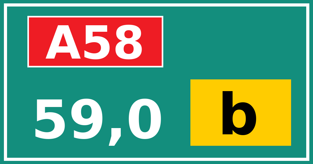 Hectometerbord A58 59,0 letter b