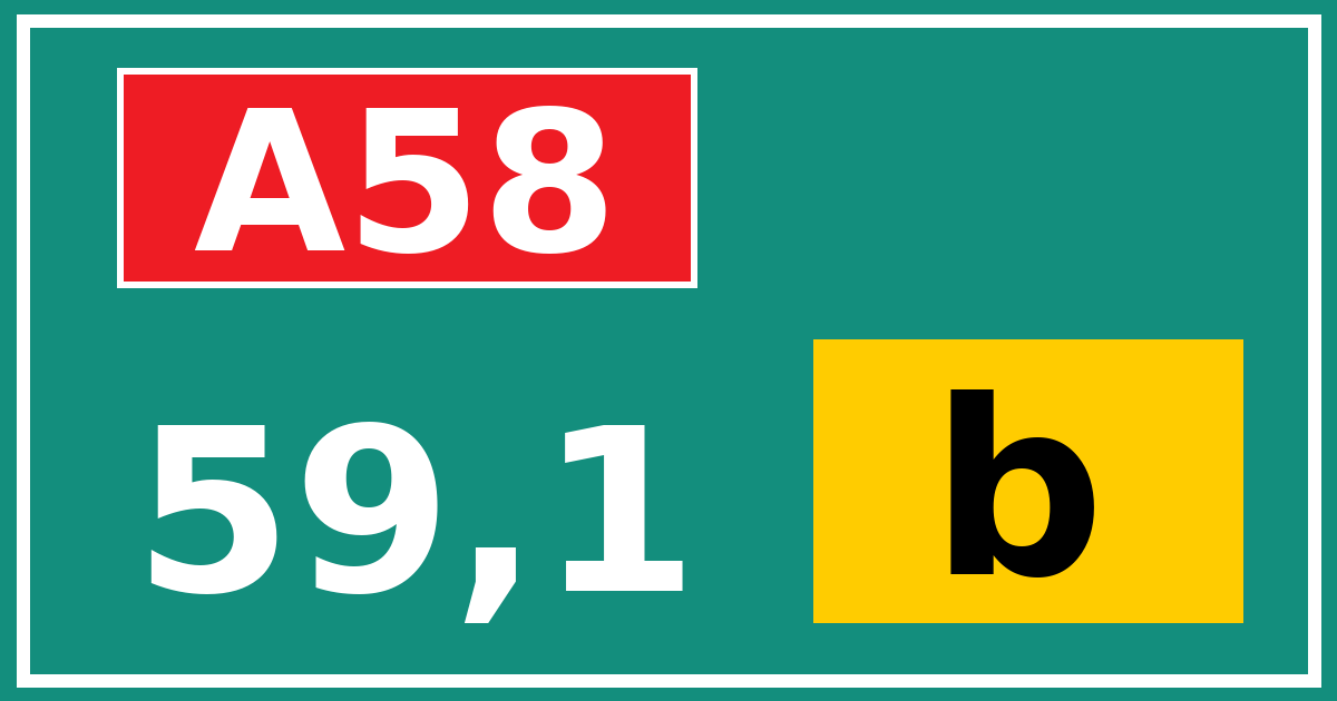 Hectometerbord A58 59,1 letter b
