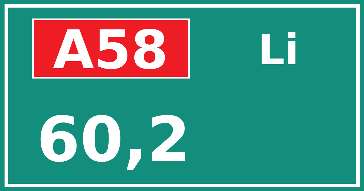 Hectometerbord A58 60,2 zijde Li