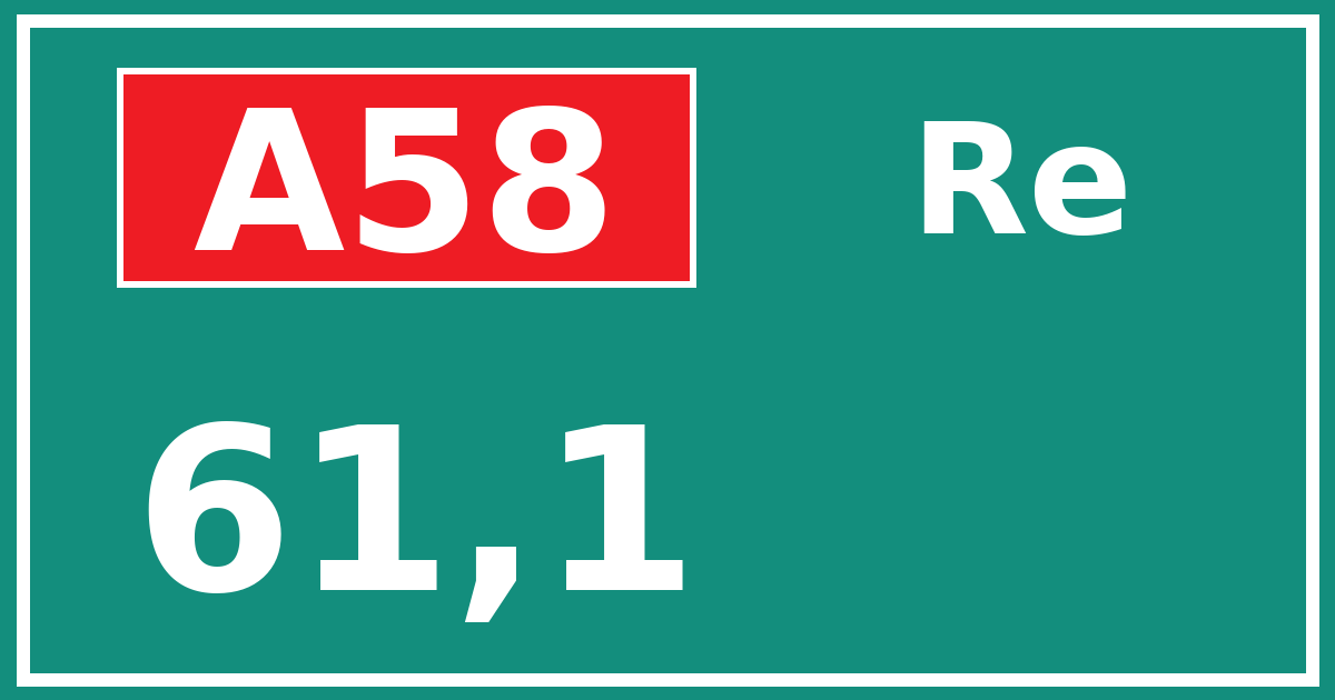 Hectometerbord A58 61,1 zijde Re