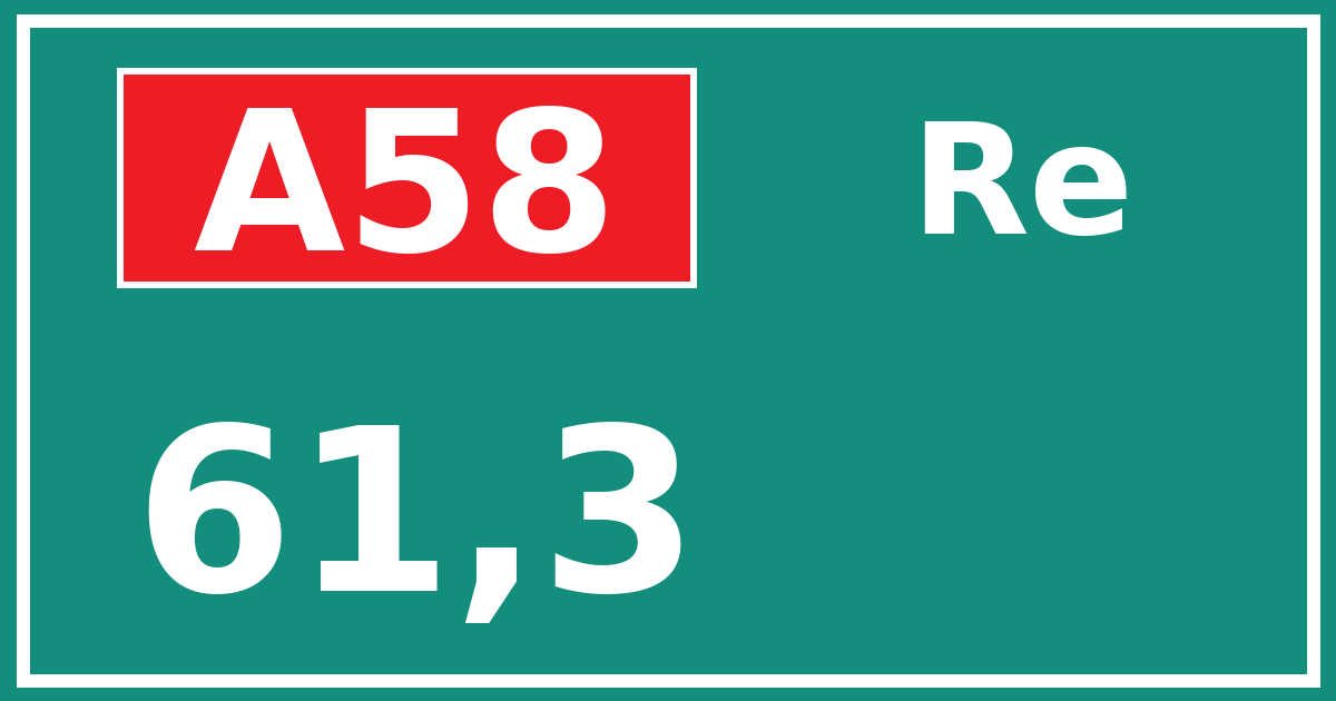 Hectometerbord A58 61,3 zijde Re