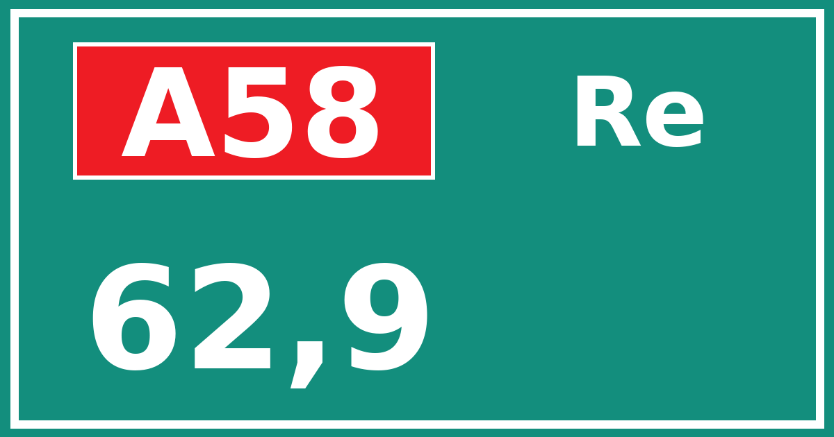 Hectometerbord A58 62,9 zijde Re