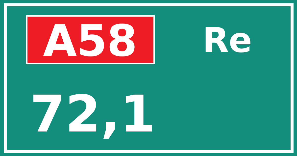 Hectometerbord A58 72,1 zijde Re