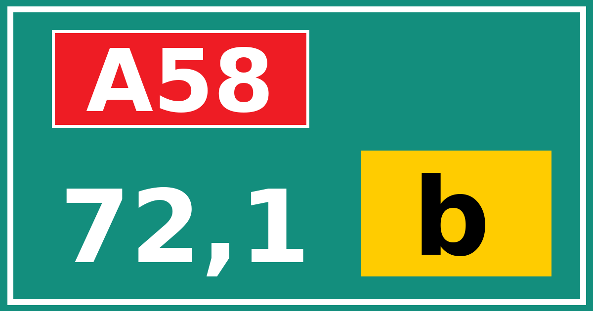 Hectometerbord A58 72,1 letter b