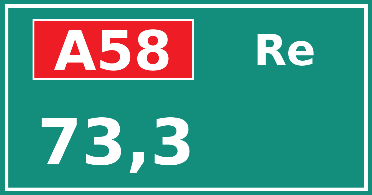 Hectometerbord A58 73,3 zijde Re