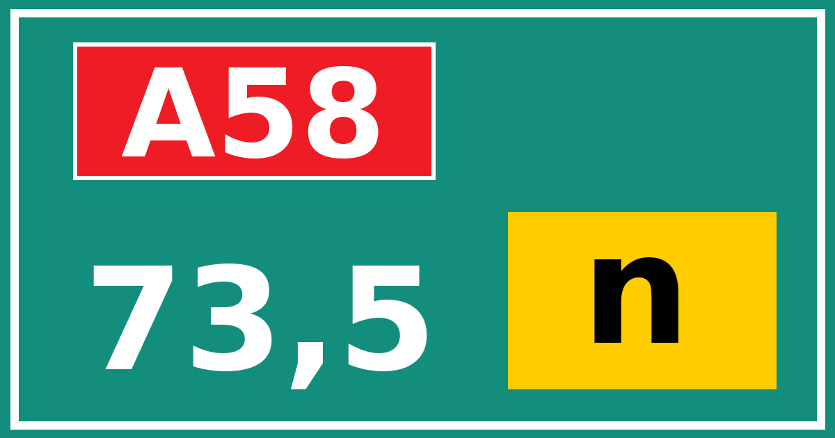 Hectometerbord A58 73,5 letter n