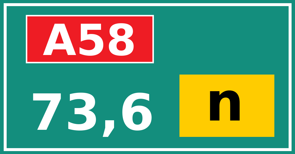 Hectometerbord A58 73,6 letter n