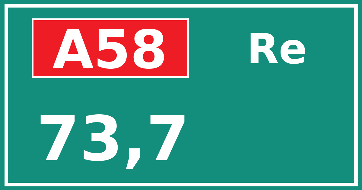Hectometerbord A58 73,7 zijde Re
