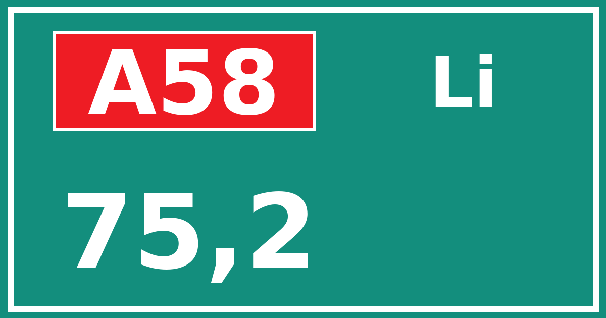 Hectometerbord A58 75,2 zijde Li