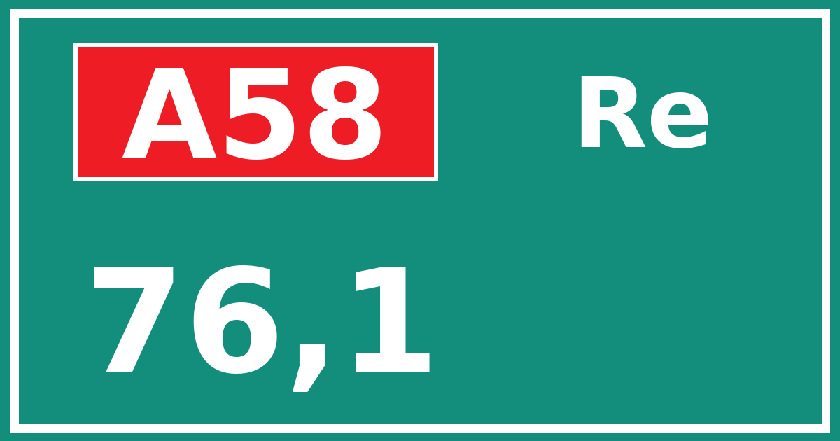 Hectometerbord A58 76,1 zijde Re