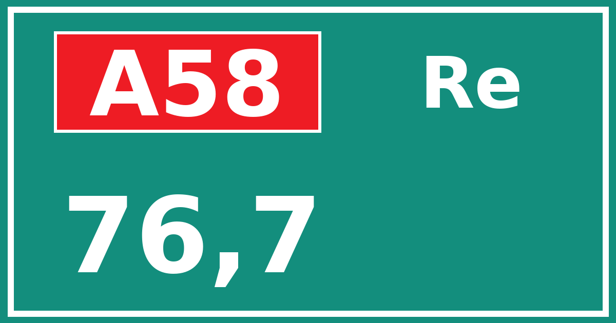 Hectometerbord A58 76,7 zijde Re