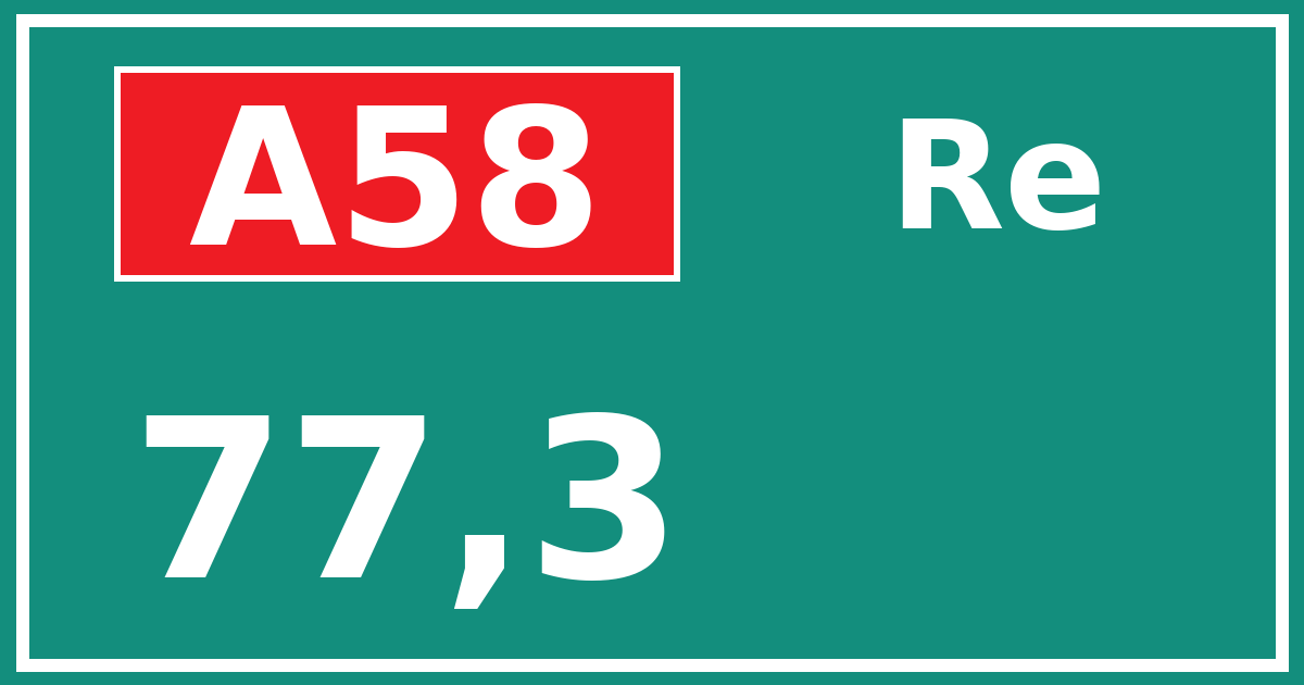 Hectometerbord A58 77,3 zijde Re