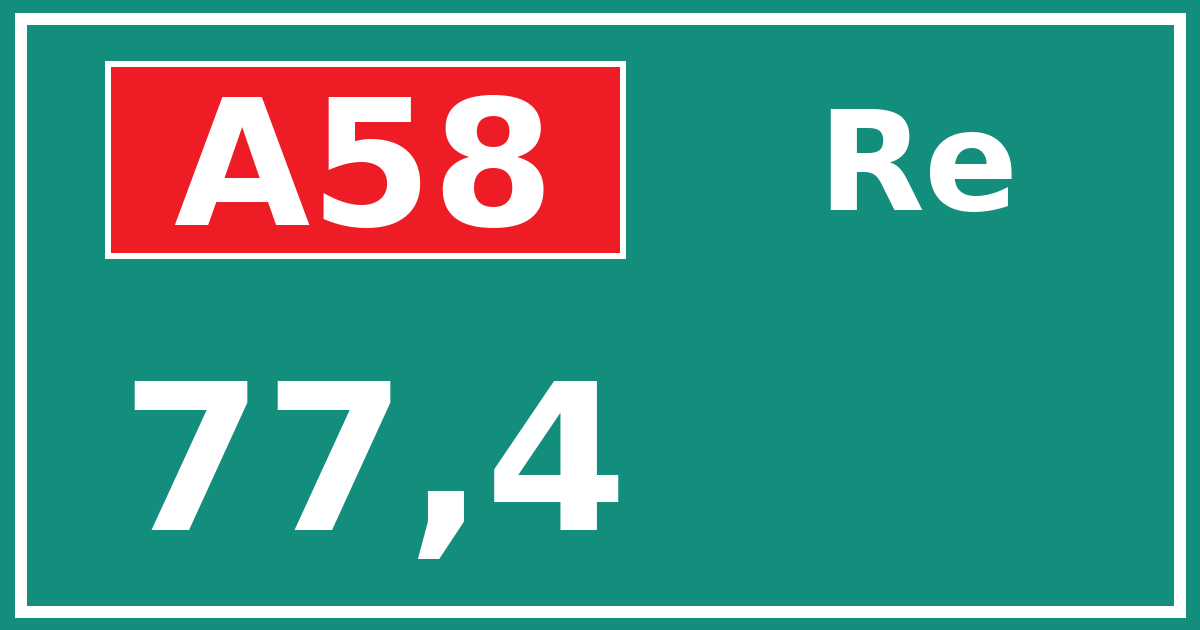 Hectometerbord A58 77,4 zijde Re