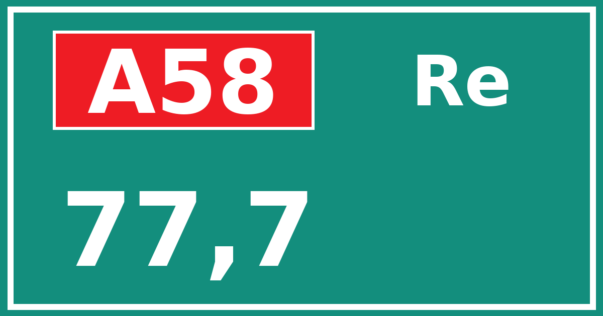 Hectometerbord A58 77,7 zijde Re