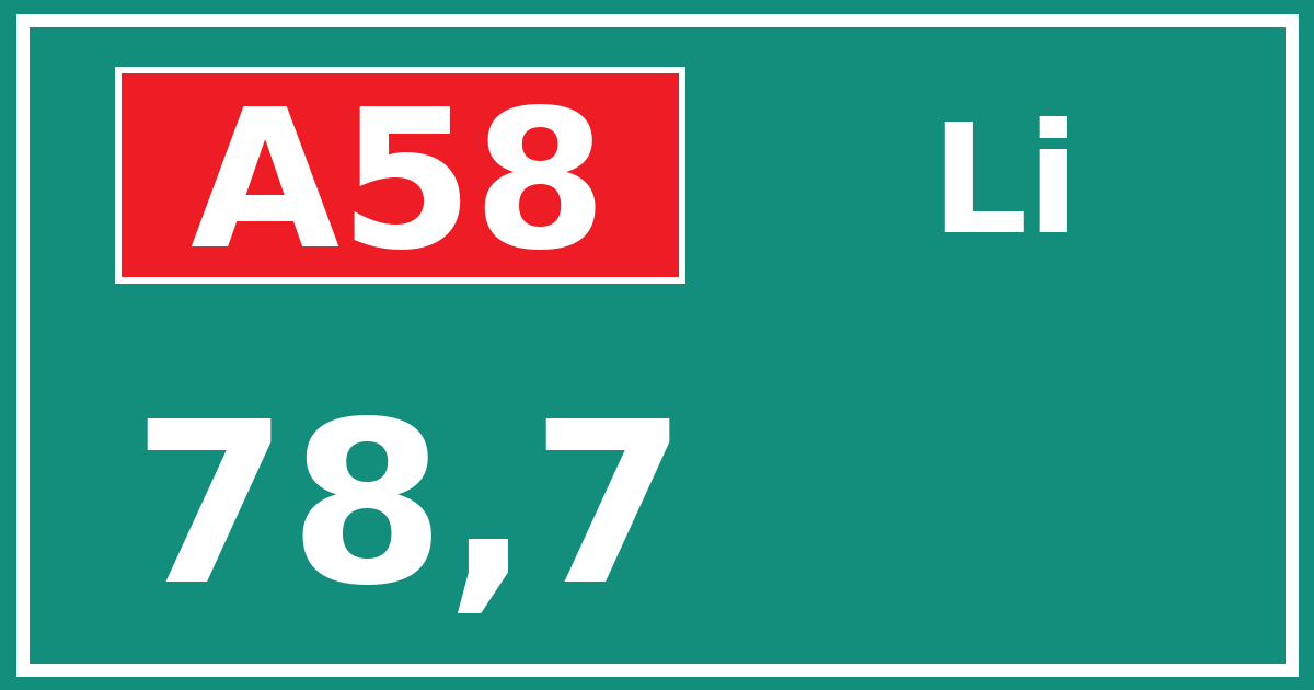 Hectometerbord A58 78,7 zijde Li