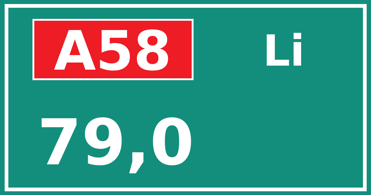 Hectometerbord A58 79,0 zijde Li