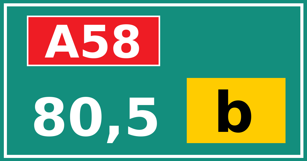Hectometerbord A58 80,5 letter b