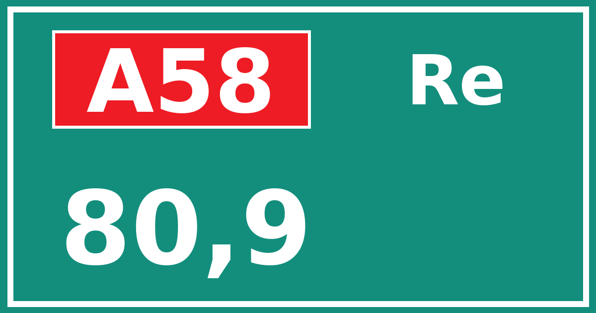 Hectometerbord A58 80,9 zijde Re