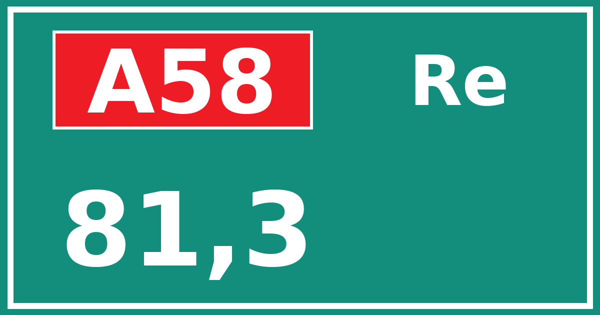 Hectometerbord A58 81,3 zijde Re
