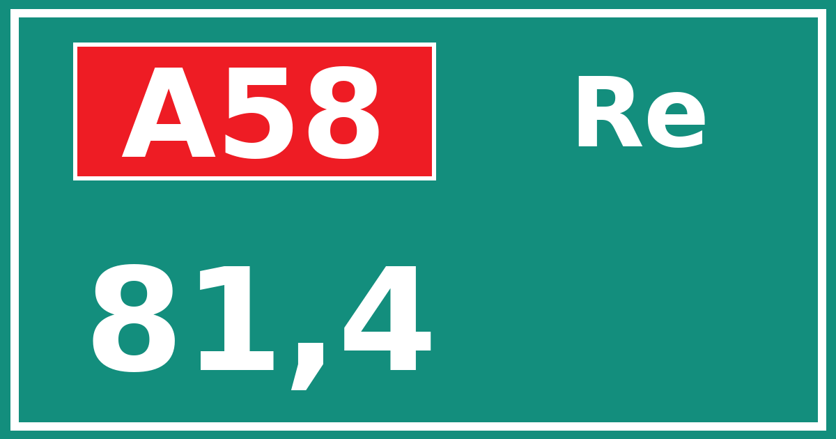 Hectometerbord A58 81,4 zijde Re
