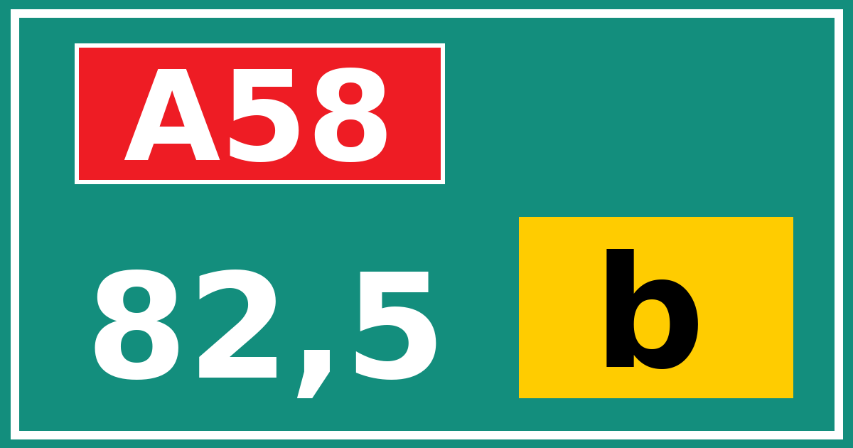 Hectometerbord A58 82,5 letter b
