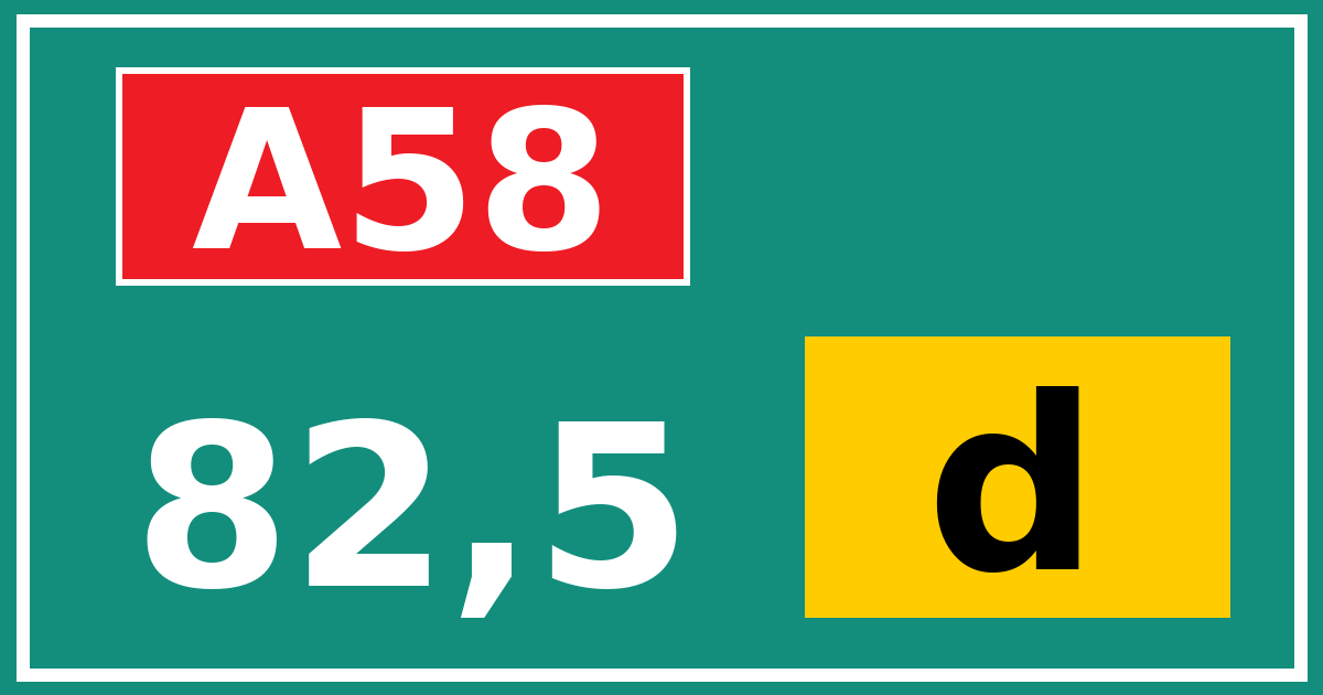 Hectometerbord A58 82,5 letter d