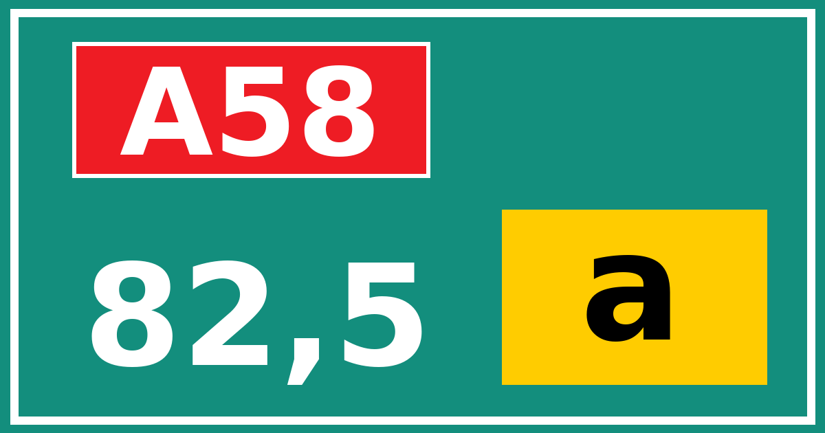 Hectometerbord A58 82,5 letter a