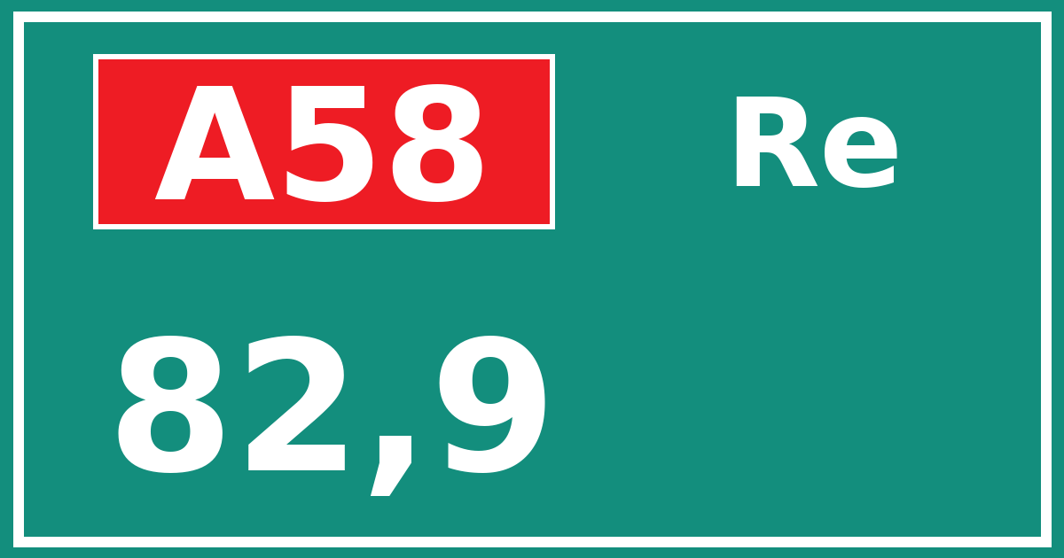 Hectometerbord A58 82,9 zijde Re