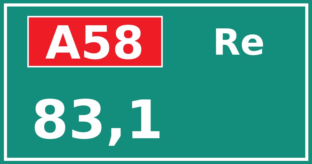 Hectometerbord A58 83,1 zijde Re
