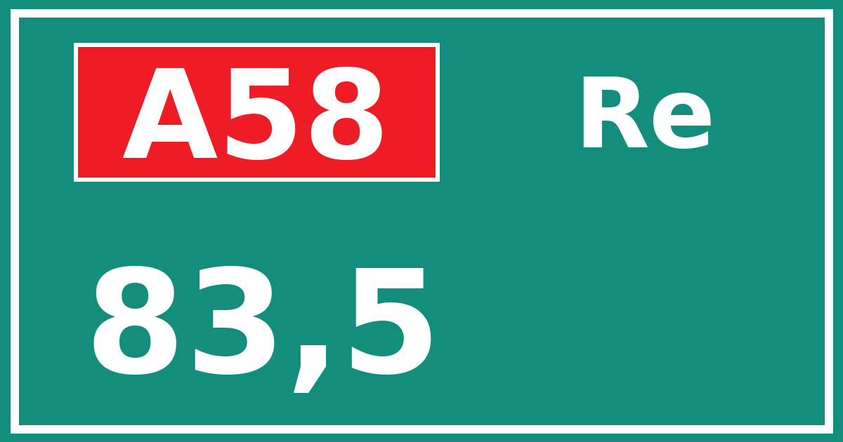 Hectometerbord A58 83,5 zijde Re