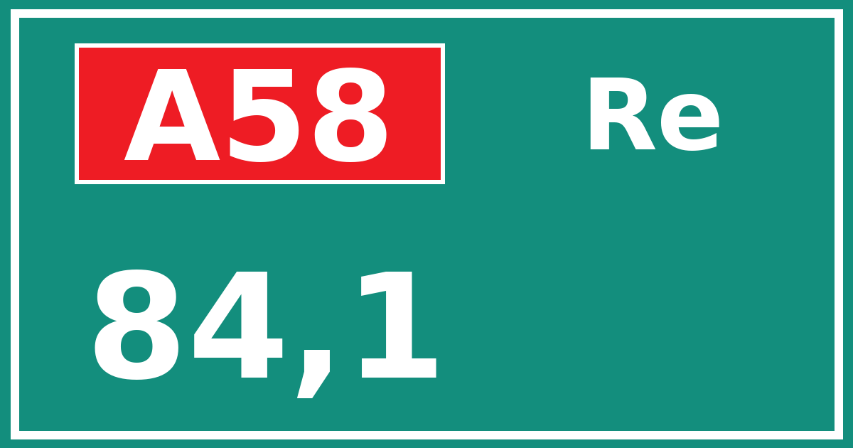 Hectometerbord A58 84,1 zijde Re