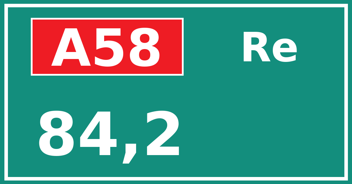 Hectometerbord A58 84,2 zijde Re