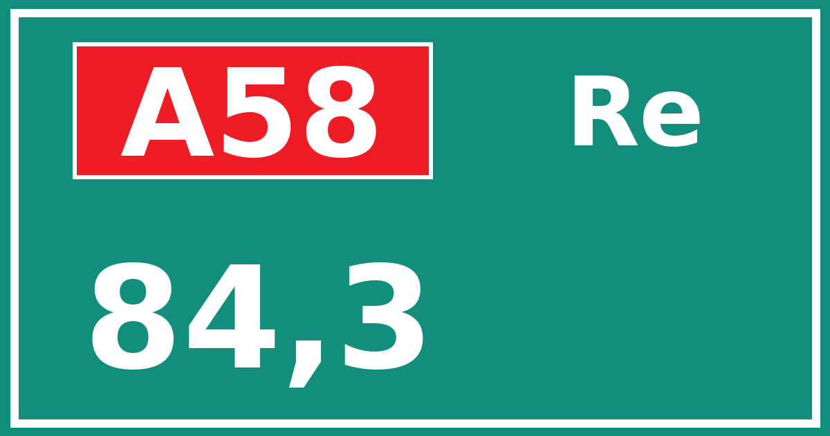 Hectometerbord A58 84,3 zijde Re