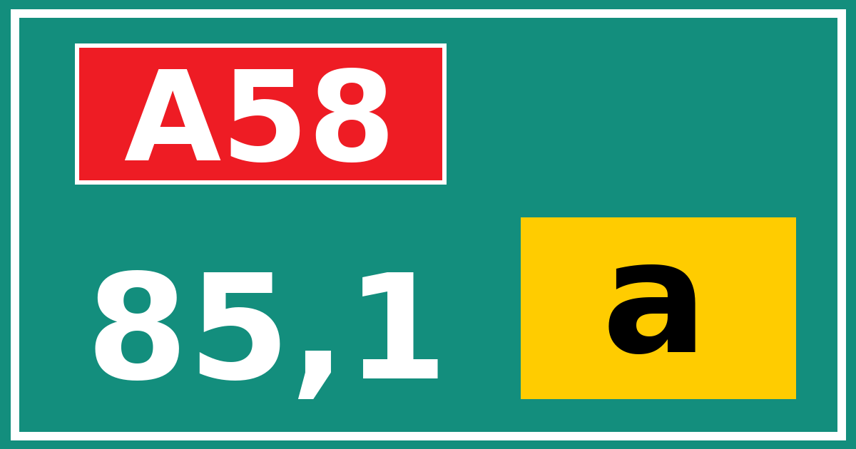 Hectometerbord A58 85,1 letter a