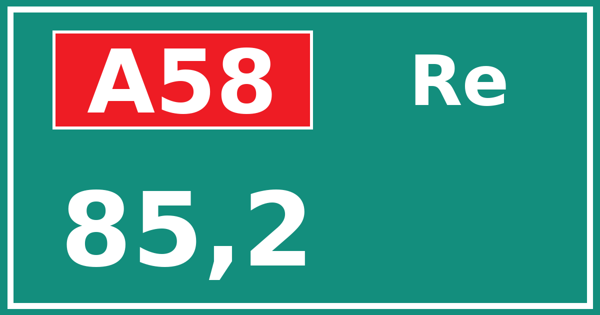 Hectometerbord A58 85,2 zijde Re