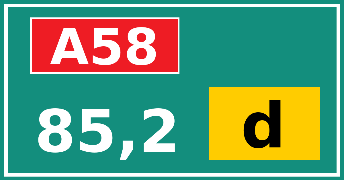Hectometerbord A58 85,2 letter d