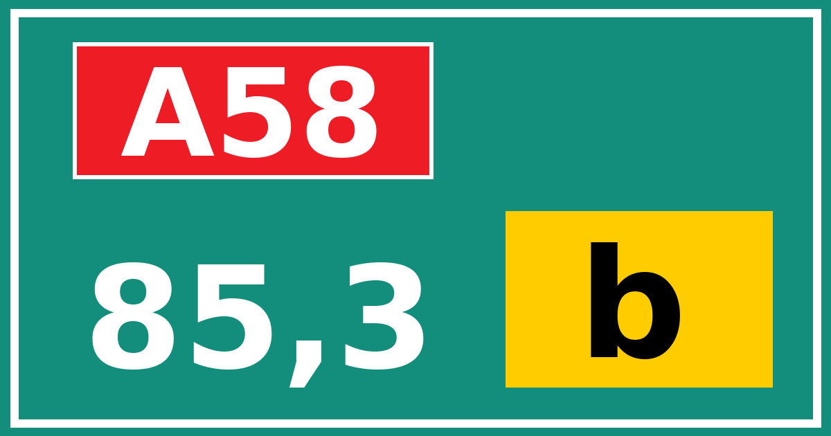 Hectometerbord A58 85,3 letter b
