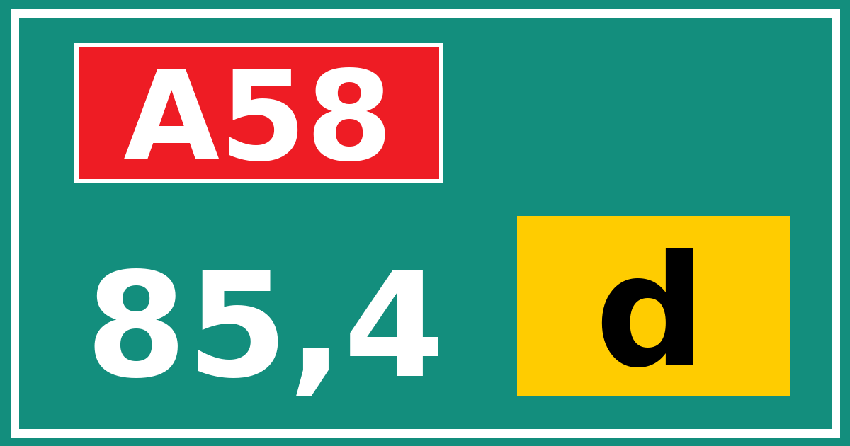 Hectometerbord A58 85,4 letter d