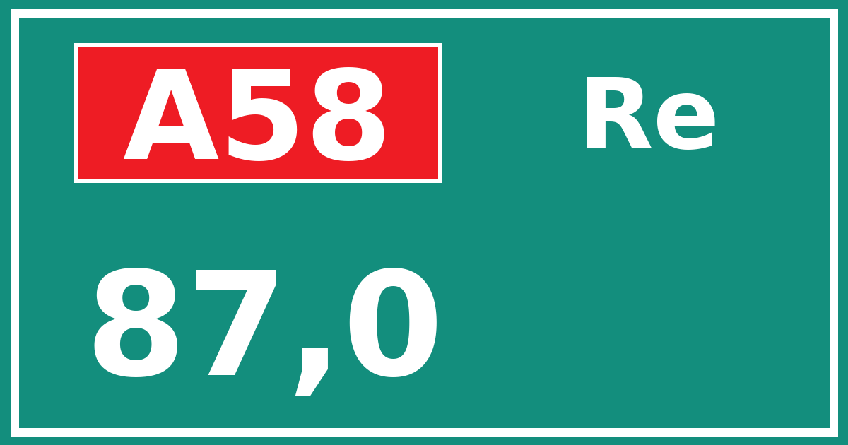 Hectometerbord A58 87,0 zijde Re