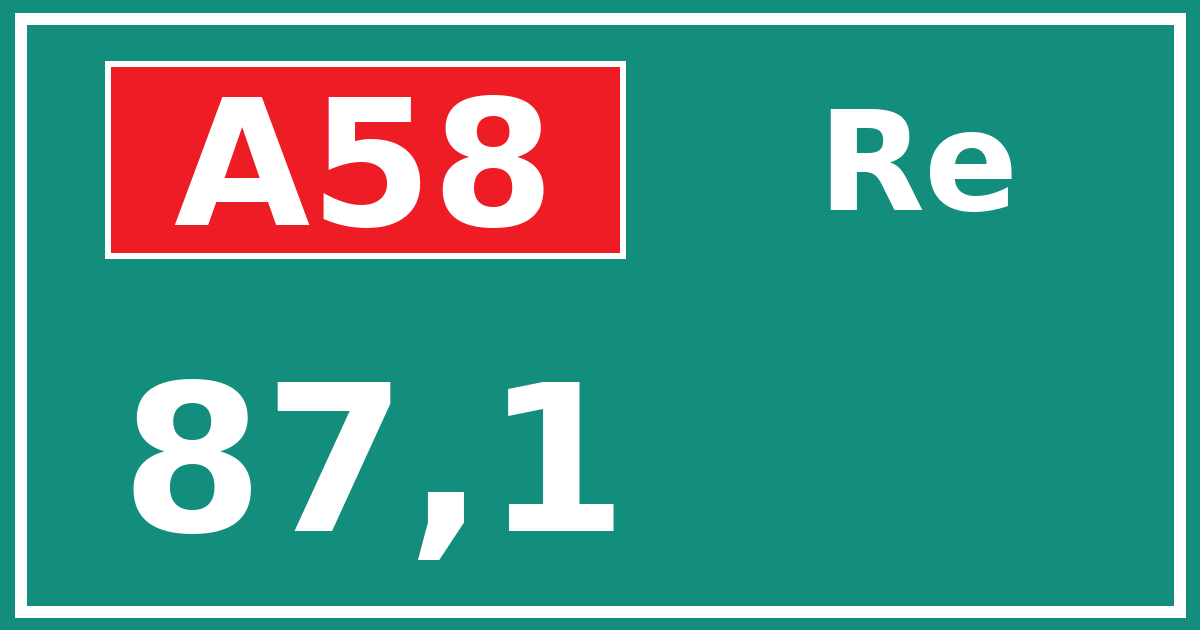 Hectometerbord A58 87,1 zijde Re