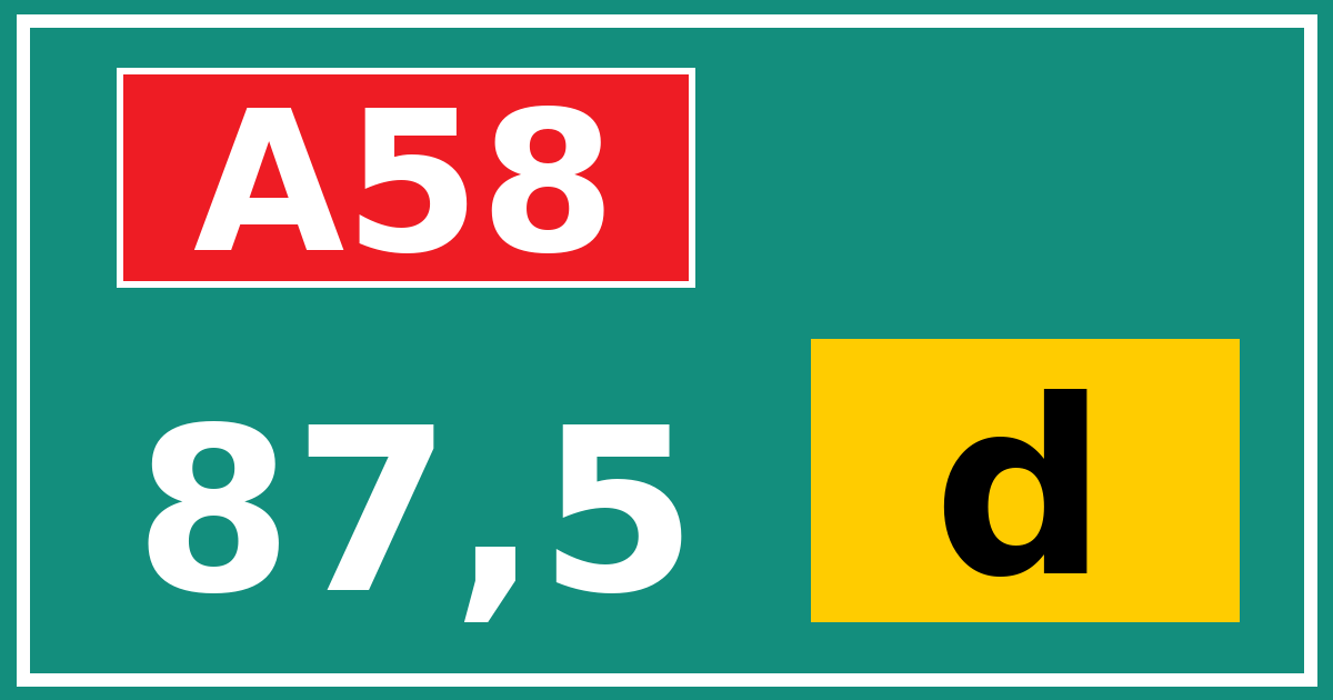 Hectometerbord A58 87,5 letter d