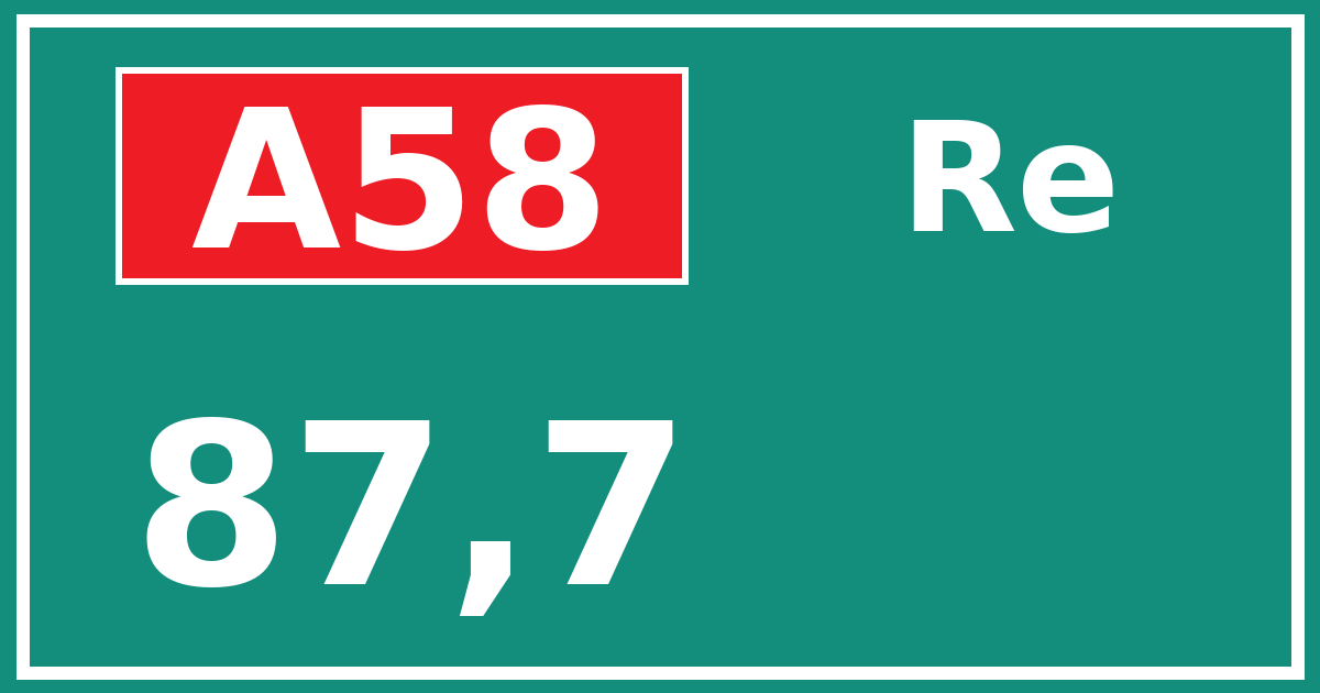 Hectometerbord A58 87,7 zijde Re