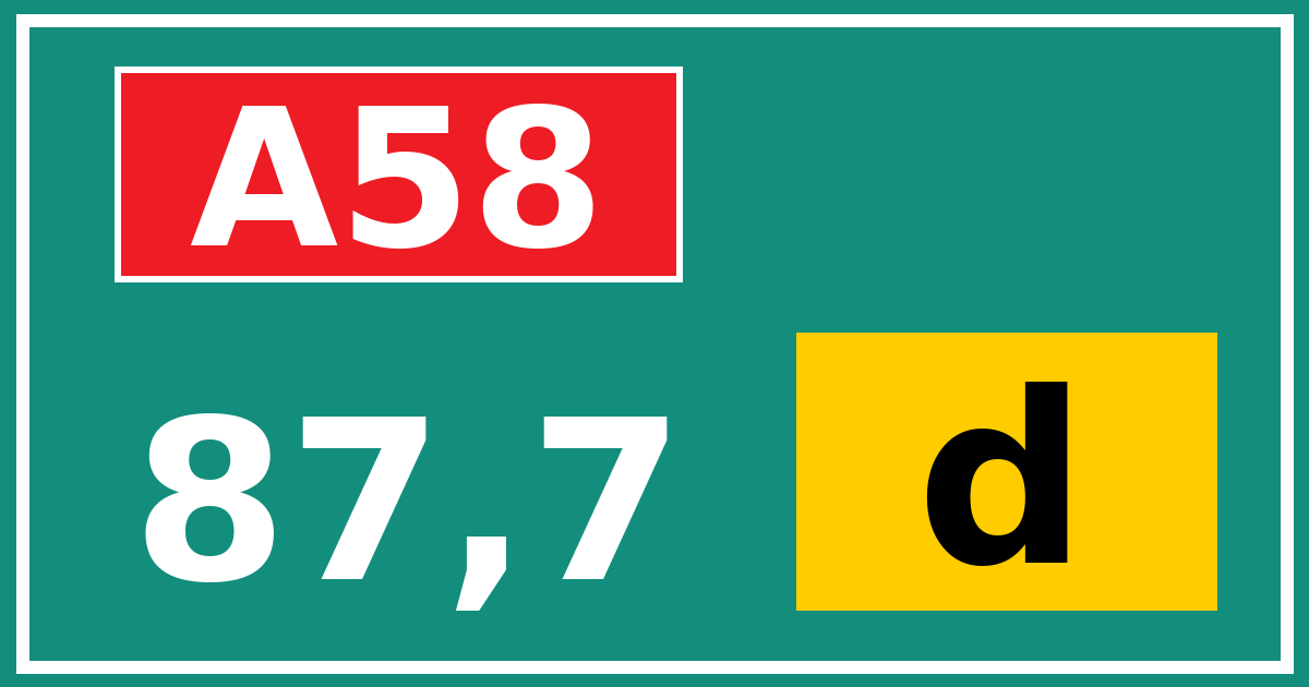 Hectometerbord A58 87,7 letter d