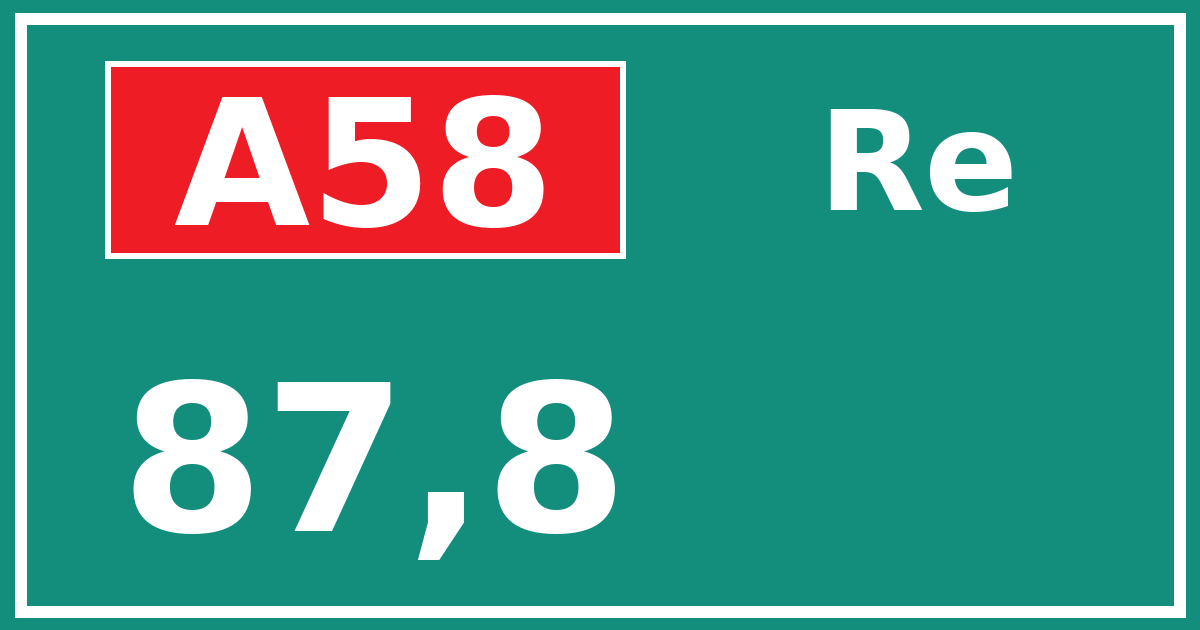 Hectometerbord A58 87,8 zijde Re