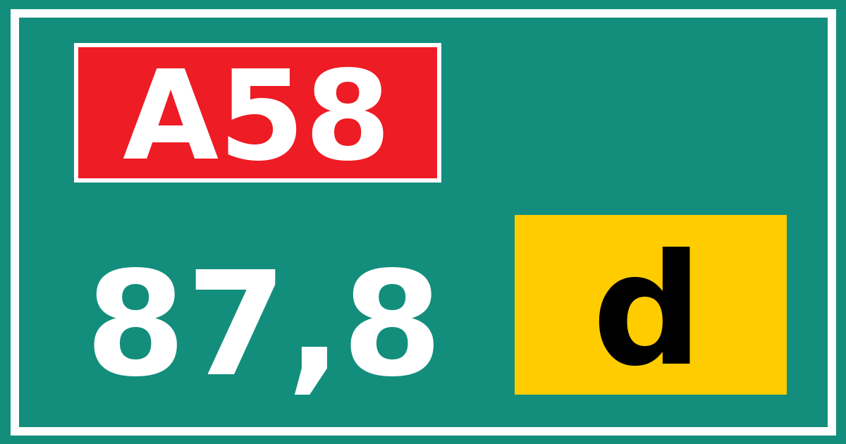 Hectometerbord A58 87,8 letter d