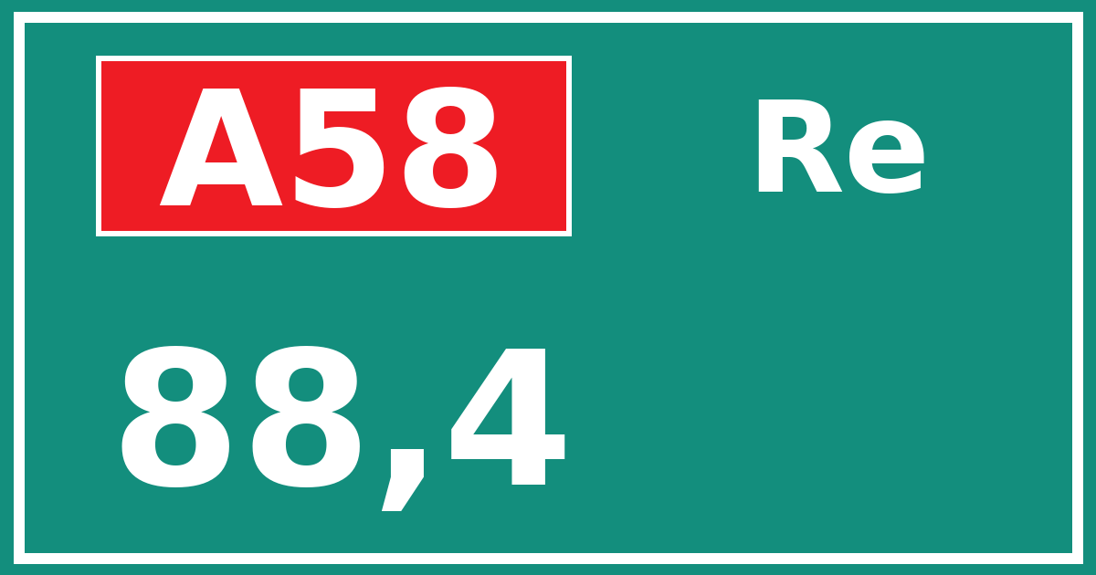 Hectometerbord A58 88,4 zijde Re