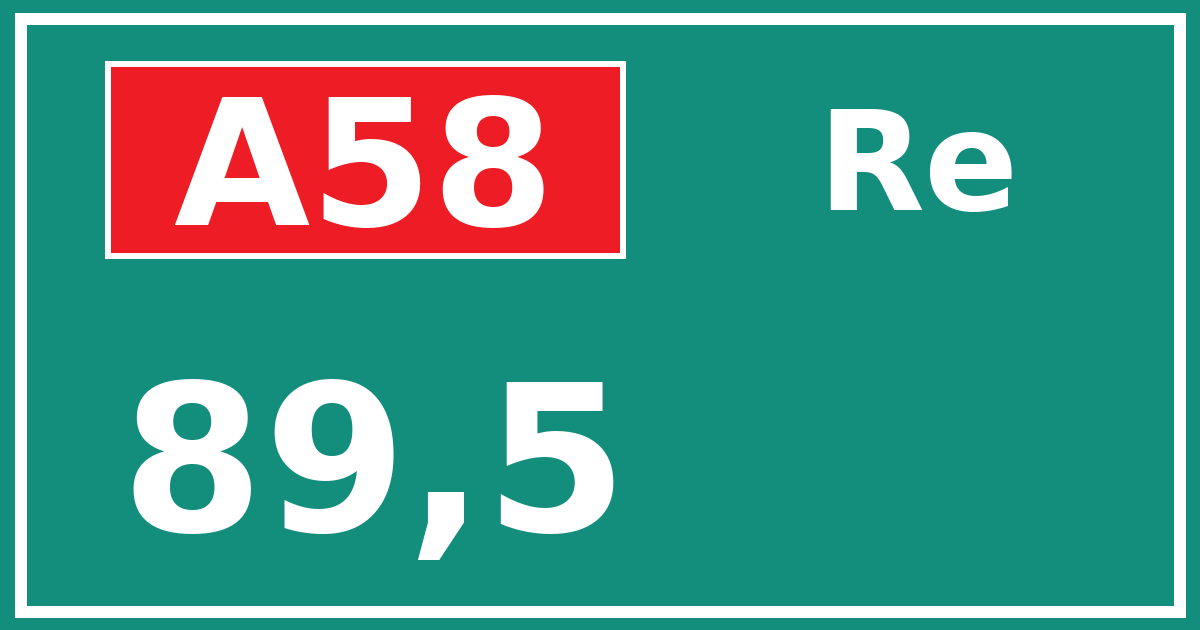 Hectometerbord A58 89,5 zijde Re