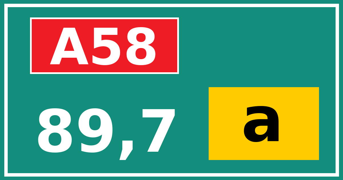 Hectometerbord A58 89,7 letter a