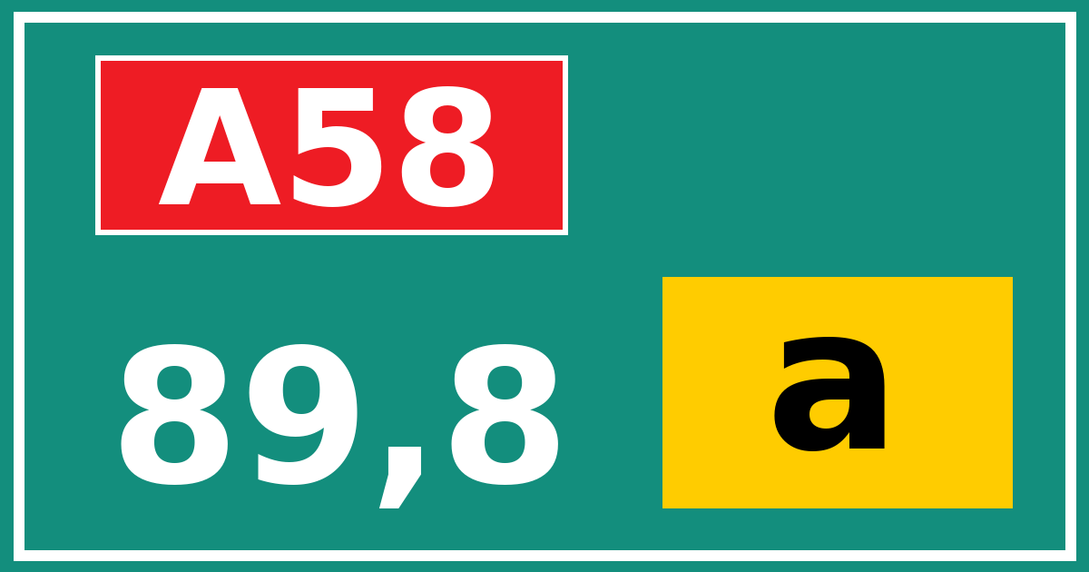 Hectometerbord A58 89,8 letter a