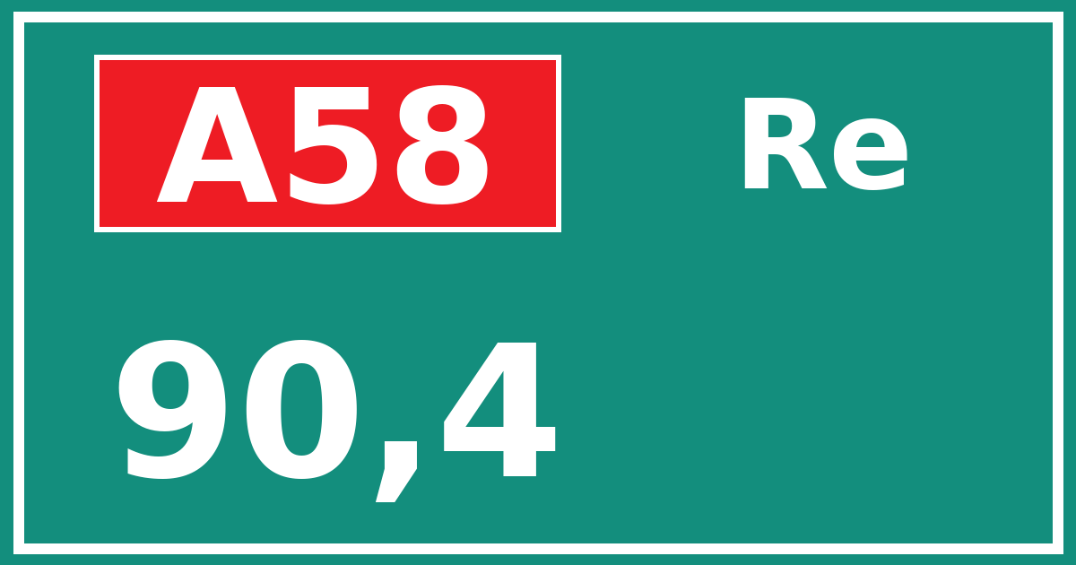 Hectometerbord A58 90,4 zijde Re